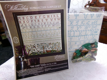 Rare THE FARM Vintage Sampler Embroidery Kit Paragon Stitchery S-7201 Belgian Linen Canvas