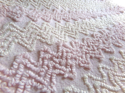Boho Blush Pink Vintage Chenille Quilt Fabric, Iridescent Vanilla Zig Zags, 20" x 25" inch Piece