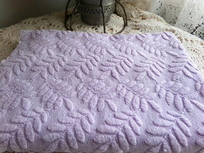 Lilac Fern Wisps Vintage Woven Fabric Piece, 19x25" Quilt Sewing Textile