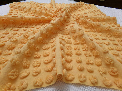 golden harvest peach vintage chenille fabric windy puff pops 20" x 23" quilt material