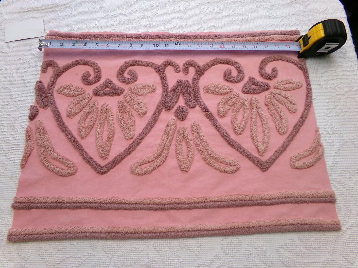 Unique Linked Heart Vintage Chenille Fabric: Old World Style Design 17" x 23" Piece of Material for Arts & Crafts, Wallhanging