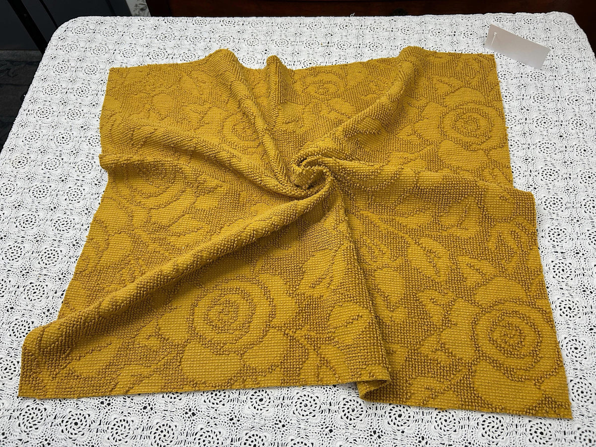 Boho Rose Vintage Chenille Fabric, Saturated Harvest Gold Woven 21x24" Piece