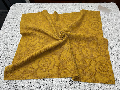 Boho Rose Vintage Chenille Fabric, Saturated Harvest Gold Woven 21x24" Piece