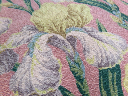Bearded IRIS BLOOMS Barkcloth Vintage Fabric, Romantic 1940s Sewing Material, 25" x 27"