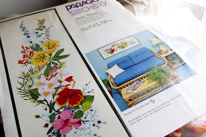 Hawaii ALOHA Crewel Embroidery Kit Vintage Paragon Stitchery 0101 Large Tropical Floral Wall Hanging