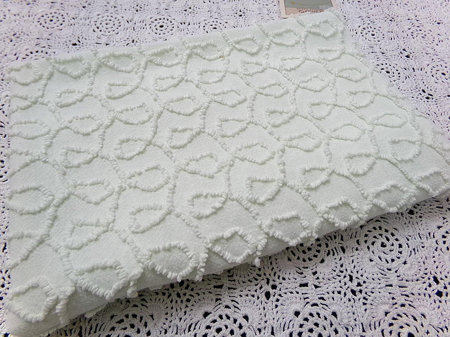 Light Green Vintage Chenille Fabric, Texturized Curly Loops 18x24" Piece