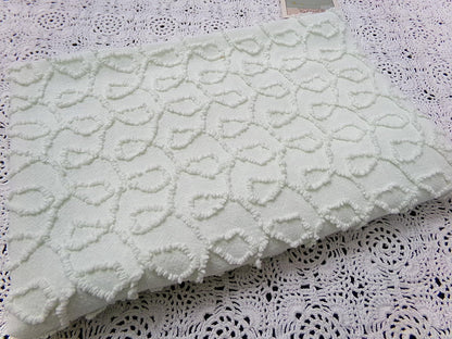 Light Green Vintage Chenille Fabric, Texturized Curly Loops 18x24" Piece