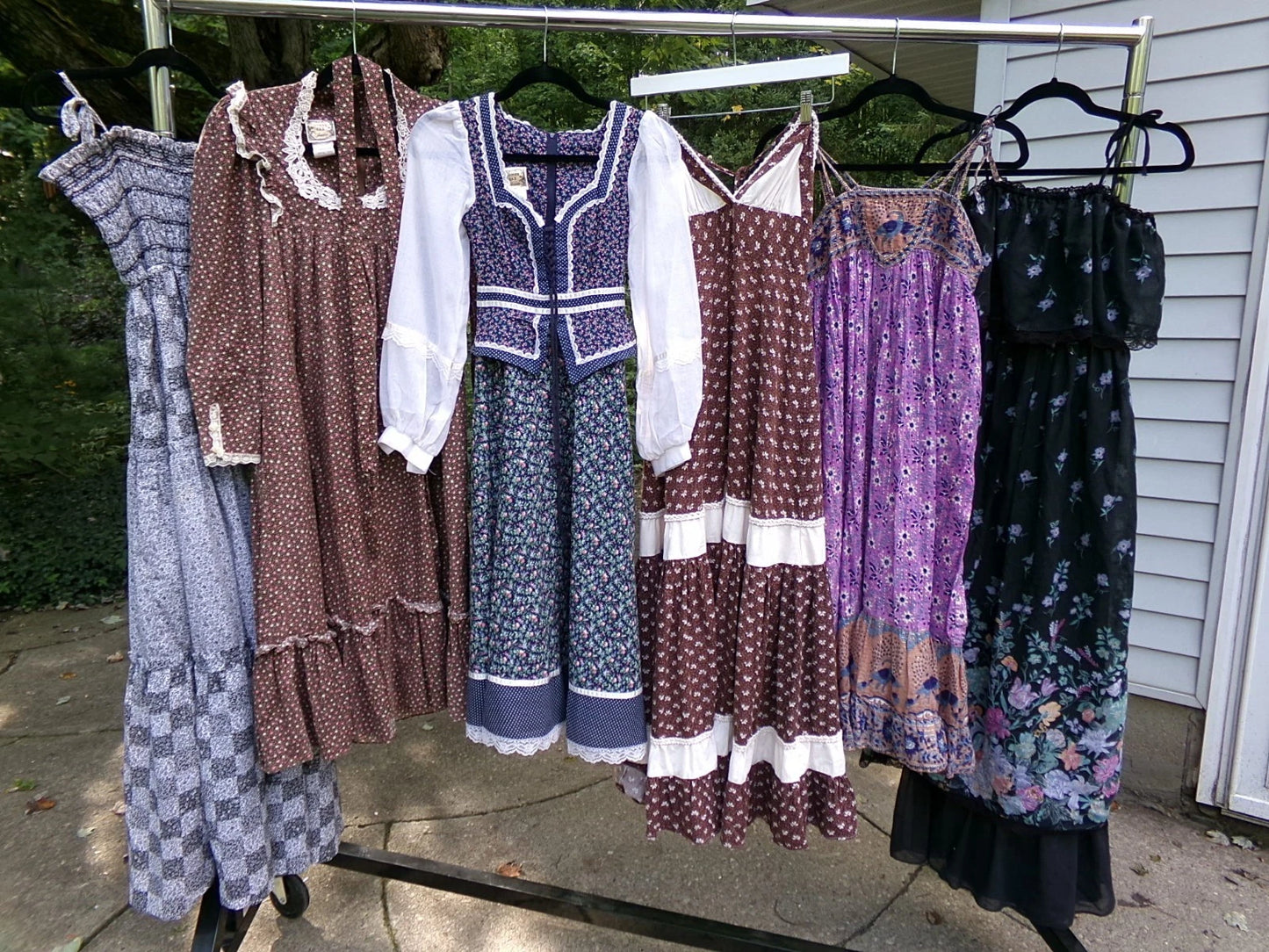 VTG PRAIRIE DRESSES GUNNE SAX, CANDI JONES, STARINA RESELLER LOT of 6 1970s Boho