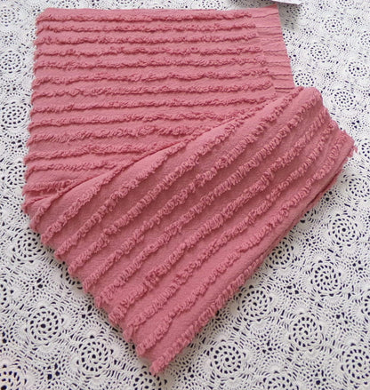 Vintage Chenille Fabric Dusty Rose Simple Stripe Pattern 18x30"
