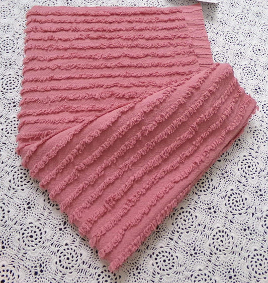 Vintage Chenille Fabric Dusty Rose Simple Stripe Pattern 18x30"