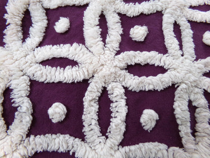 Vintage Chenille Fabric, Mulberry Snowdrops 18" x 24" Piece of Geometric White Tufted Cotton Sewing & Quilt Material