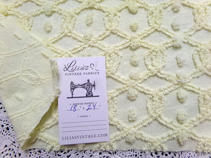 Infinity Links Vintage Chenille Bedspread Fabric 18x24" Yellow Pops Quilting Material