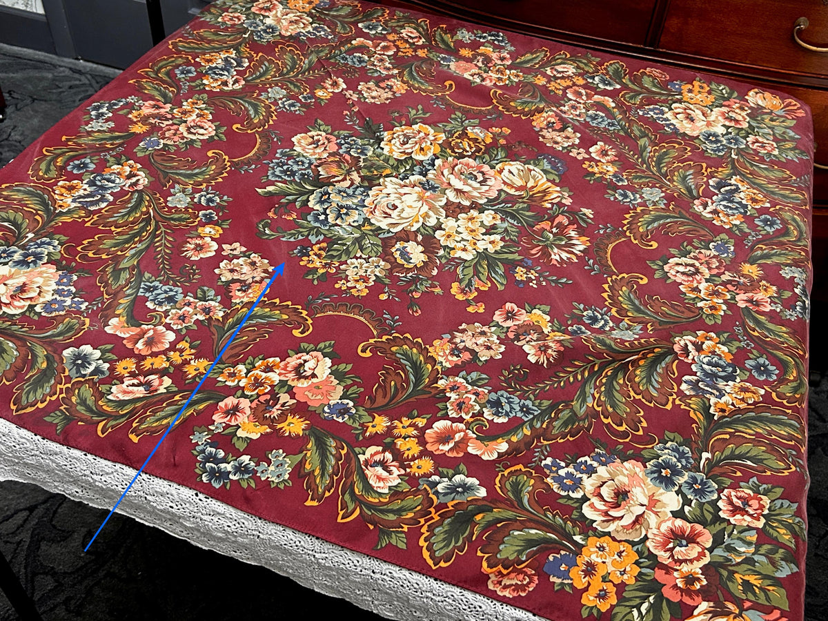 Vintage Ralph Lauren Silk Square Scarf Burgundy Floral Baroque Elegance Japan