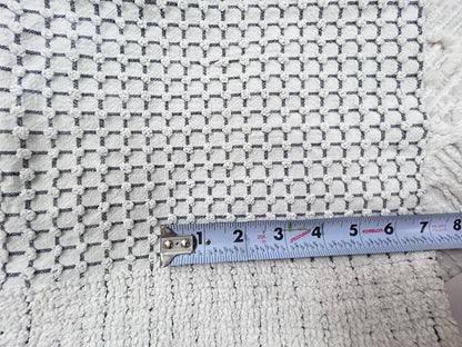 Black & White Vintage Chenille Fabric, Micro Grid Pops, Shaggy Edge Trim 20x20"