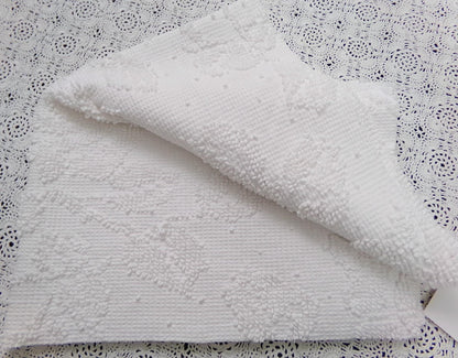 White Vintage Chenille Bedspread Fabric Hobnail Rose Dots 15x22"