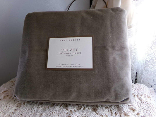 Pottery Barn Velvet Drape Panel, 50 x 84 Blackout Window Drapery Grommet Curtain