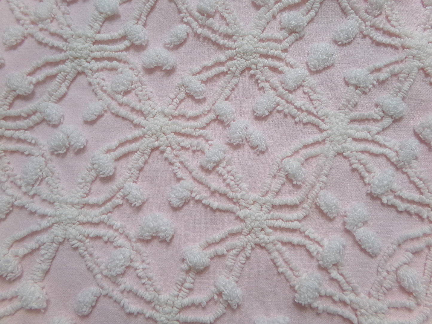 Delicate Pink Vintage Chenille Fabric, Needletuft Rings & Overtufted Pops, Popular Quilt Material 18" x 24"