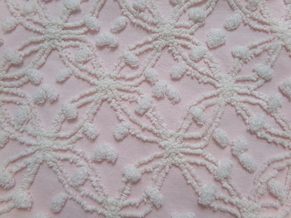 Delicate Pink Vintage Chenille Fabric, Needletuft Rings & Overtufted Pops, Popular Quilt Material 18" x 24"