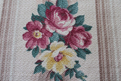 Glencourt Vintage Floral Barkcloth Fabric, Champagne Beige 20" x 26" Deconstructed Curtain Panel