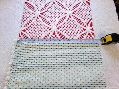 Christmas Chenille Quilt Fabric Bundle in Red, White & Green, 2 Pieces 12" x 18" each | Festive Stash Builder for Sewing, Crafts