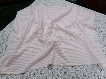 Pastel Pink Vintage Chenille Fabric Simple Dot Stripes Sewing Material 28" x 21"