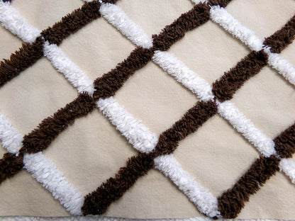 crosshatch vintage chenille fabric in mocha, chocolate brown & white, 18" x 27" piece