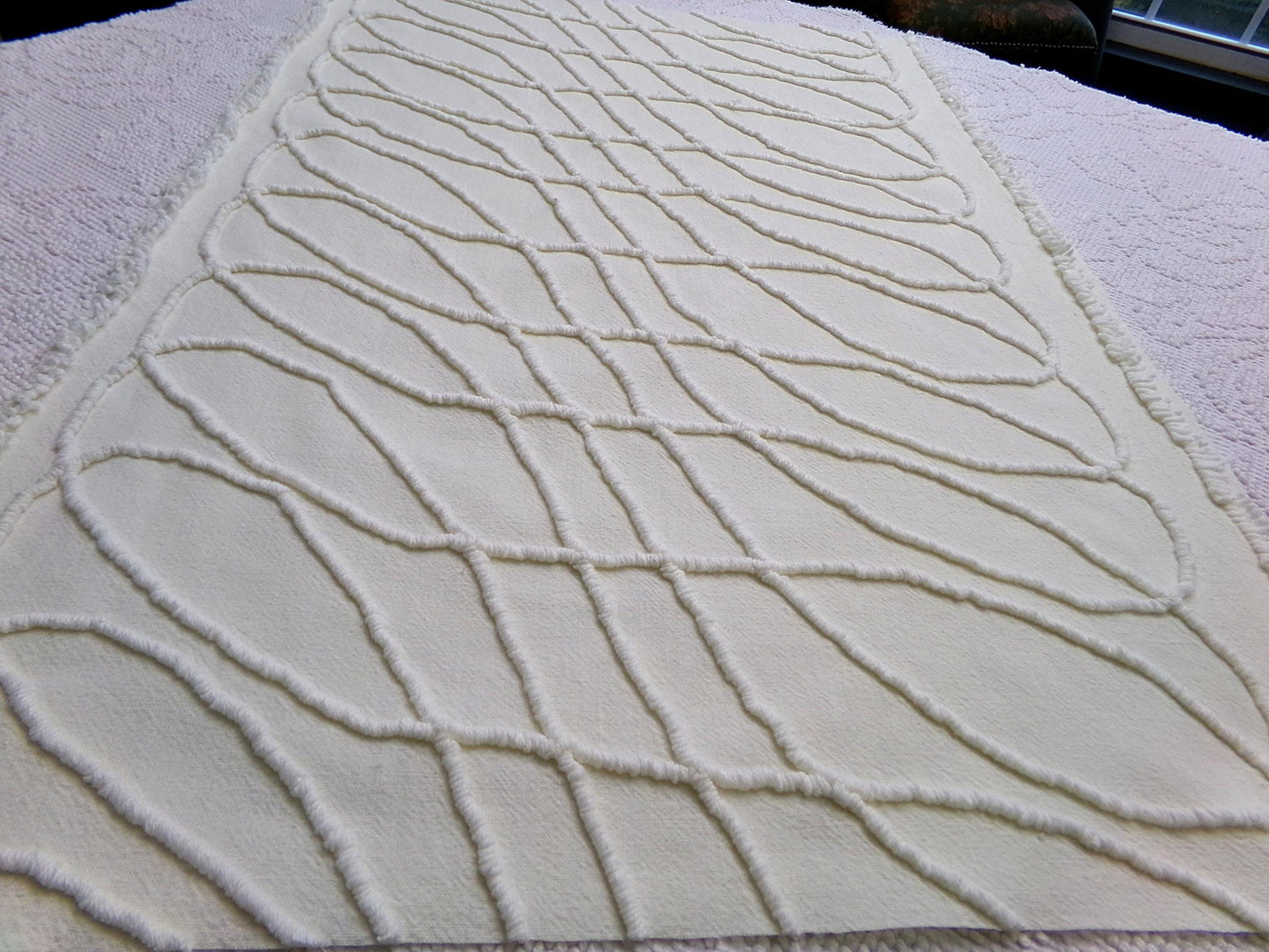 Dimensional Illusion Vintage Chenille Fabric, Fascinating Design, 18" x 25" piece