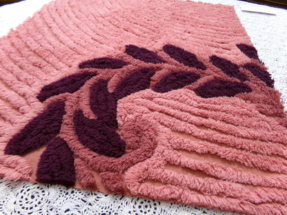 Cozy Plush Vintage Chenille Bedspread Fabric 18x21" Pc Mauve Quilting Material