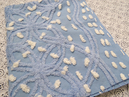 Starry Night Blue Vintage Chenille Fabric Geometric 20" x 24" piece