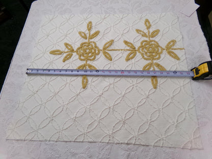 Vintage Chenille Fabric Piece, Compass Rose Sewing & Quilt Material 22" x 25"