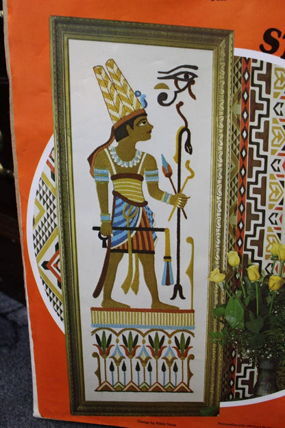 GLORY OF EGYPT Vintage Crewel Embroidery Kit Paragon 0720 Egyptian Wall Hanging