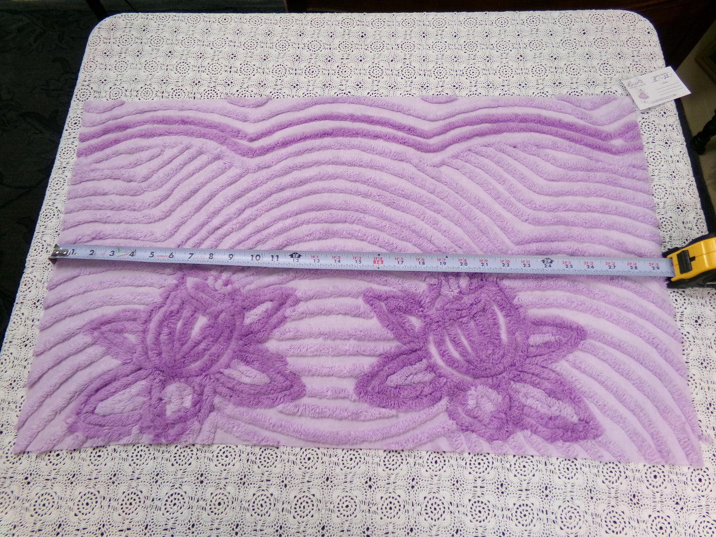Lush Plush Lavender Vintage Chenille Fabric Piece 18x28" Sewing Material