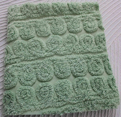 Mint Green Ice Cream Vintage Chenille Fabric Plush 21" x 24" inch piece in curlicue swirl pattern