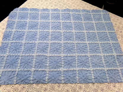 Celestial Blue Vintage Chenille Fabric, Star Tufts, 18x24" Piece