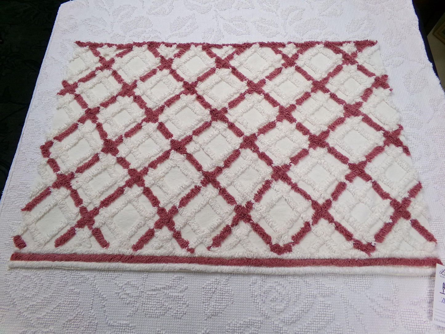 cozy plaid vintage chenille fabric, farmhouse style sewing & quilt material, 18" x 25" piece