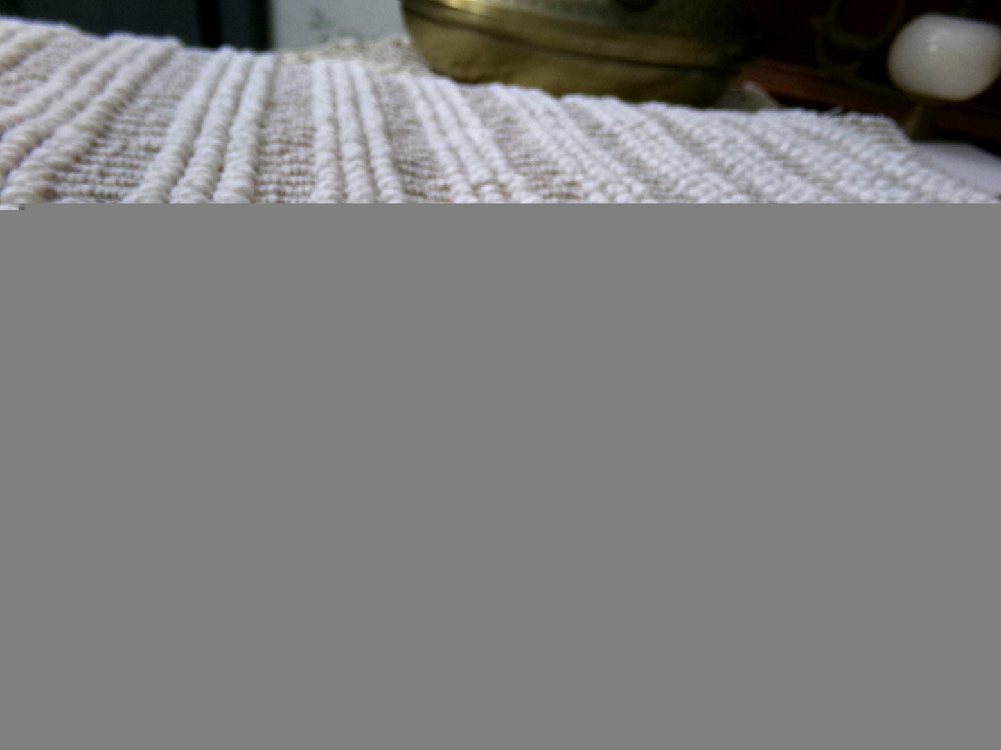 Chic Mocha Vintage Chenille Fabric Silver Lurex & White Pearl Pops 20" x 24"