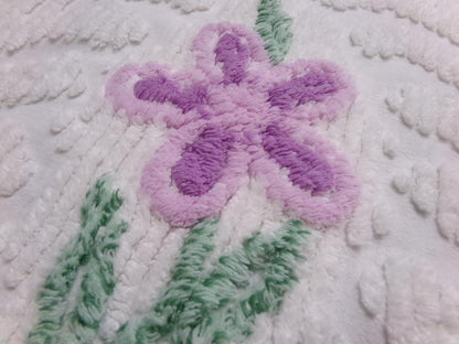 Lone Lilac Vintage Chenille Bedspread Fabric 19x36" Pc Lightweight Quilting Material