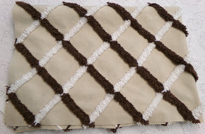 crosshatch vintage chenille fabric in mocha, chocolate brown & white, 18" x 27" piece
