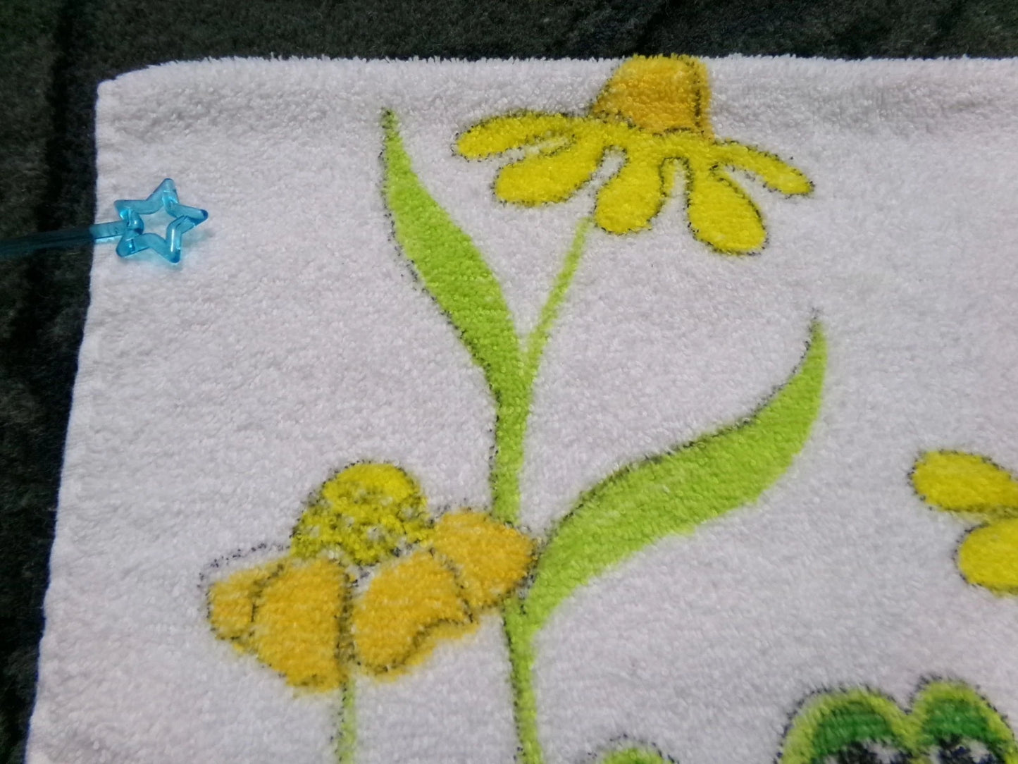 Vintage Frog Towel 1970s Boho Cannon Kitchen Hand Terry Towel 14X24" w/ Fringe