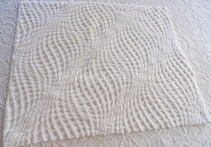 intense illusion white vintage chenille fabric, plush webbed optic illusion design, 21" x 25" inch piece of quilt & sewing material
