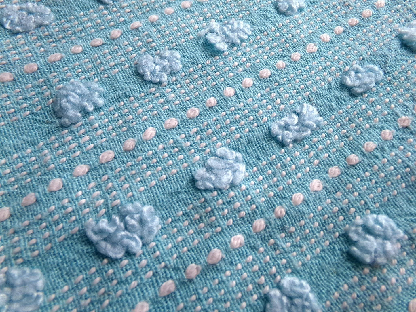Vintage Chenille Fabric, Cute Woven Dot Dash Design, 24" x 18" inch piece, Great Quilt Material