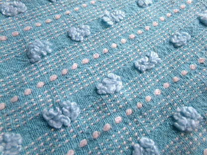 Vintage Chenille Fabric, Cute Woven Dot Dash Design, 24" x 18" inch piece, Great Quilt Material