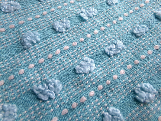 Vintage Chenille Fabric, Cute Woven Dot Dash Design, 24" x 18" inch piece, Great Quilt Material