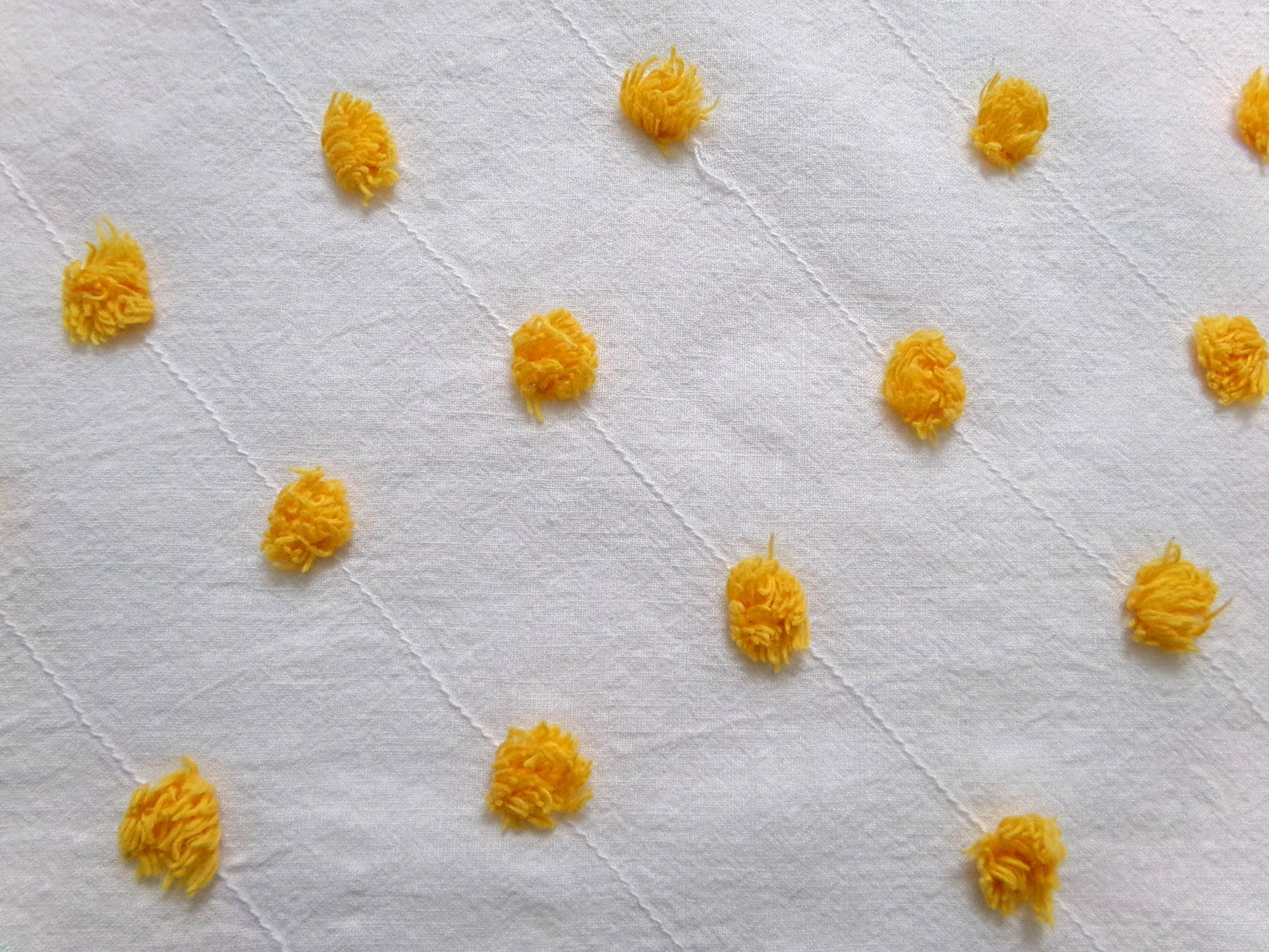 Little Golden Dots Vintage Chenille Fabric, tufted pops lightweight sewing craft quilt material, 18" x 24" piece