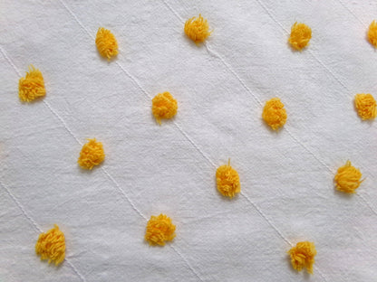 Little Golden Dots Vintage Chenille Fabric, tufted pops lightweight sewing craft quilt material, 18" x 24" piece