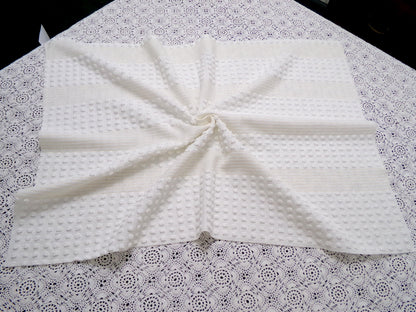 Vintage White Chenille Fabric Multisize Stripe Pops & Gold Metallic Accent, 18"x24"