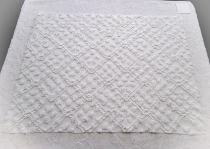 White Vintage Chenille Fabric: Tumbling Block Pops Geometric Design, 20" x 24" Piece Sewing & Quilt Material