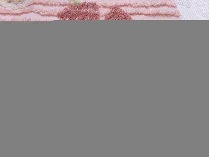 pink vintage chenille bedspread fabric, rambling floral vine sewing craft material 19" x 36"