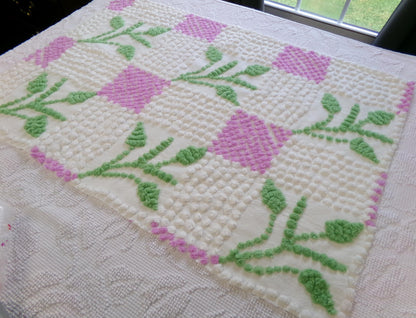 Vintage Chenille Fabric Botanical Leaf Pattern Craft Quilting Sewing Piece 19" x 27"
