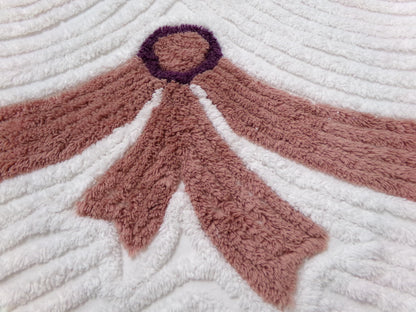 Luxury Plush Vintage Chenille Bedspread Fabric, Bow Swag White Swirl Sewing Material, 21" x 27"